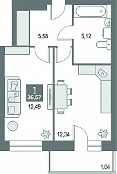 планировка квартиры 36 м2